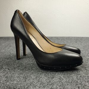 Karl Lagerfeld Paris Daine Womens 9 Black Leather Studded Pump Stiletto Heels